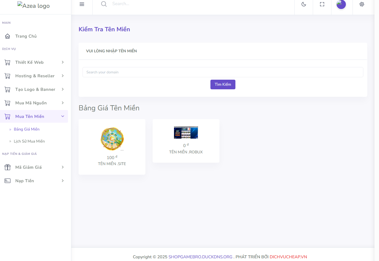 CODE TẠO SHOP GAME, BÁN MỌI LOẠI DỊCH VỤ