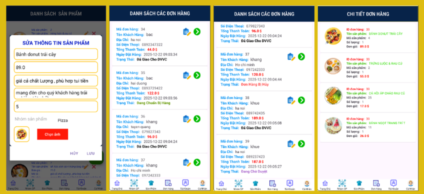 (ANDROID JAVA + SQLITE + BÁO CÁO WORD) app đặt đồ ăn droid có quản trị và người dùng, đánh giá sản phẩm sau khi mua, đặt hàng, tiến trình thực hiện đơn hàng, các chức năng. thêm, sửa, xóa
