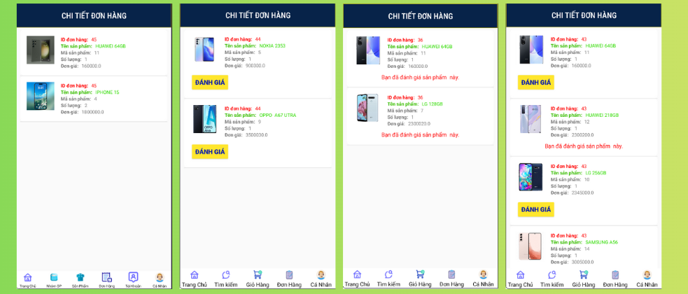 (ANDROID JAVA + SQLITE + BÁO CÁO WORD) App bán điện thoại android java có quản trị và người dùng, đánh giá sản phẩm sau khi mua, đặt hàng, tiến trình thực hiện đơn hàng, các chức năng thêm, sửa, xóa