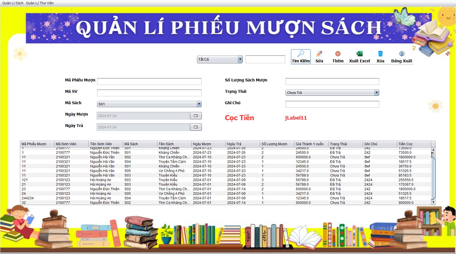 Đồ án + Báo cáo+ Slide phần mềm quản lí thư viện bằng JAVA SWING và SQLSERVER đạt 9.5 điểm đầy đủ chức năng quản trị