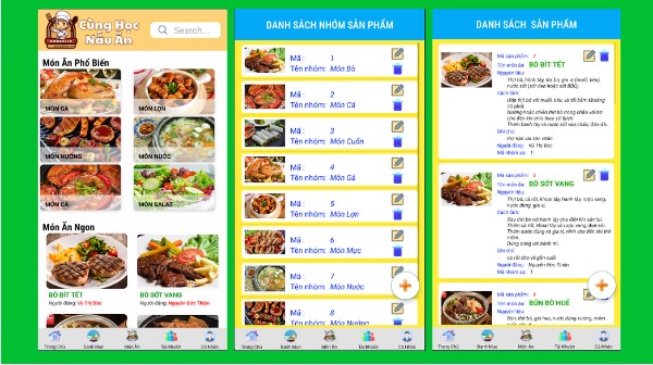 (ANDROID JAVA + SQLITE + BÁO CÁO WORD ) App hướng dẫn nấu ăn android có đầy đủ chức năng quản trị và người dùng.