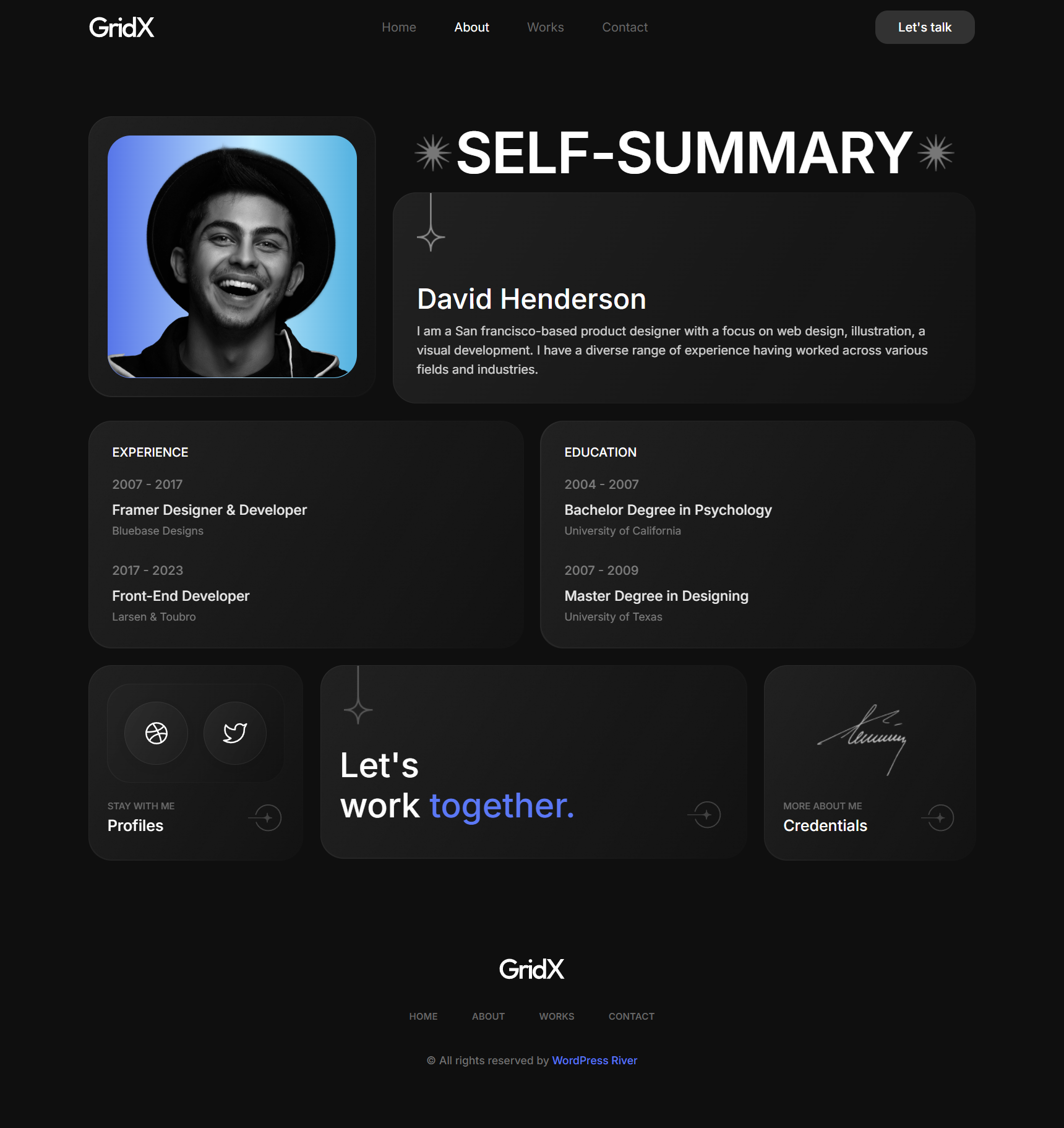 Gridx - Personal Portfolio HTML - source code giới thiệu cá nhân