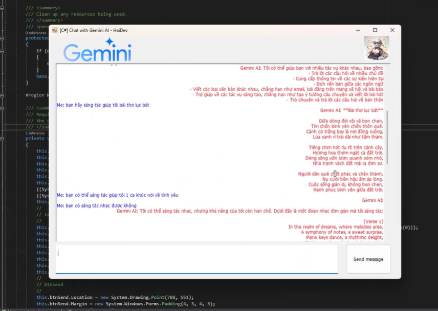 Chat with Gemini AI (Chat với trợ lý ảo AI)