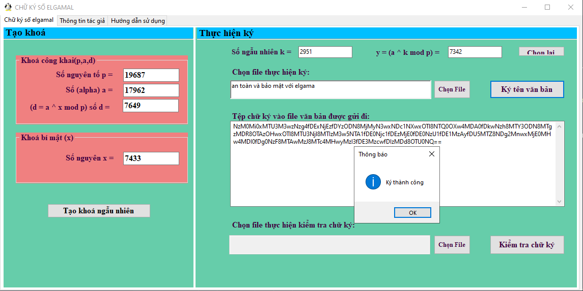 Source code chữ ký điện tử ElGamal bằng c# wpf + Báo cáo có hướng dẫn chạy chi tiết