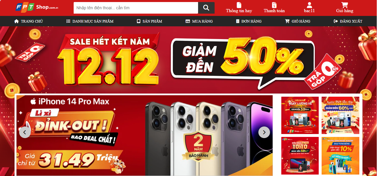 Đồ án + Báo Cáo website cửa hàng FPT bán đồ điện tử PHP & MYSQL đầy đủ chức năng quản trị và người dùng