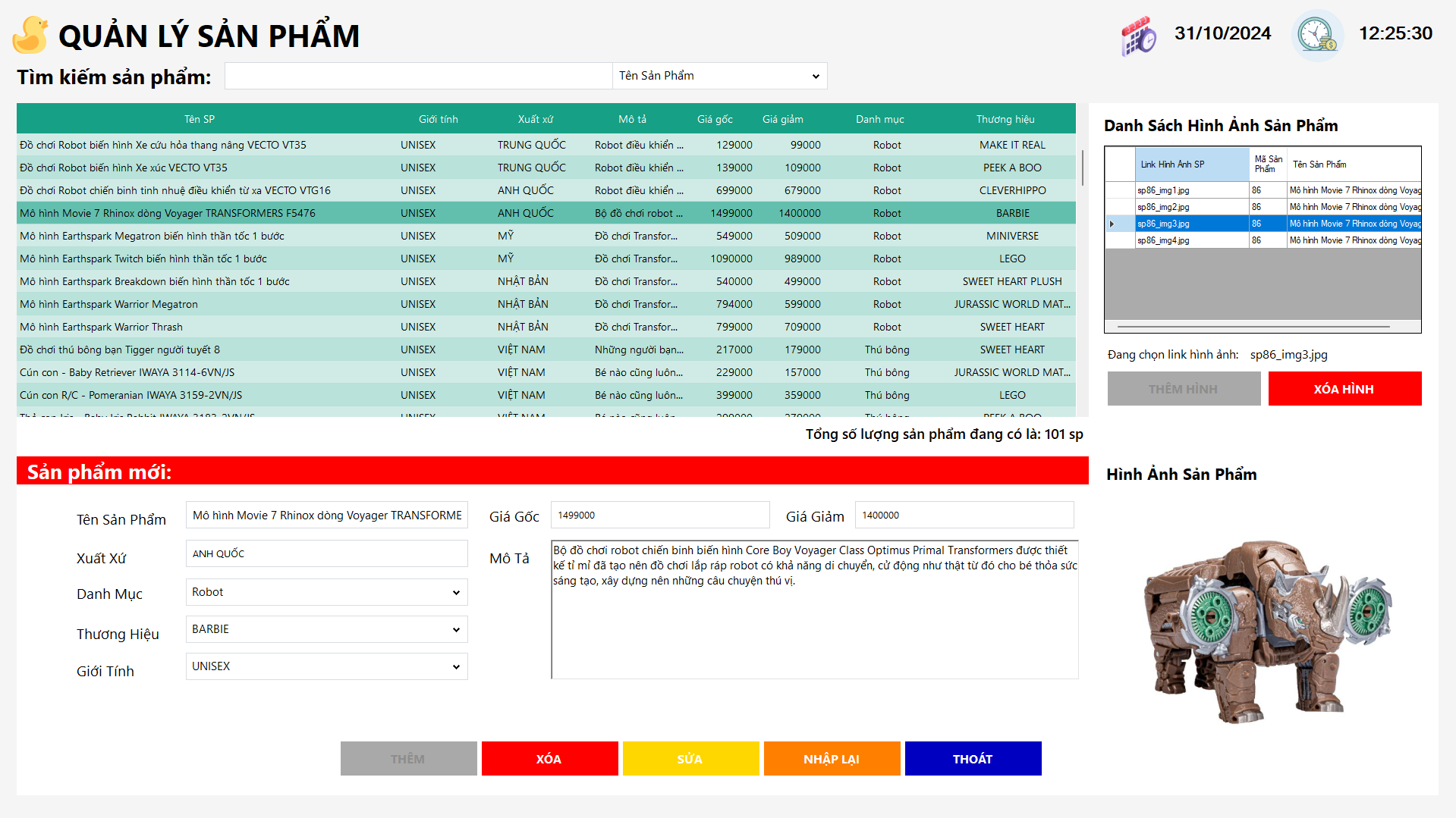 Full Source + Báo cáo | Phần Mềm Quản Lý Cửa Hàng Đồ Chơi | .NET C# + SQLServer