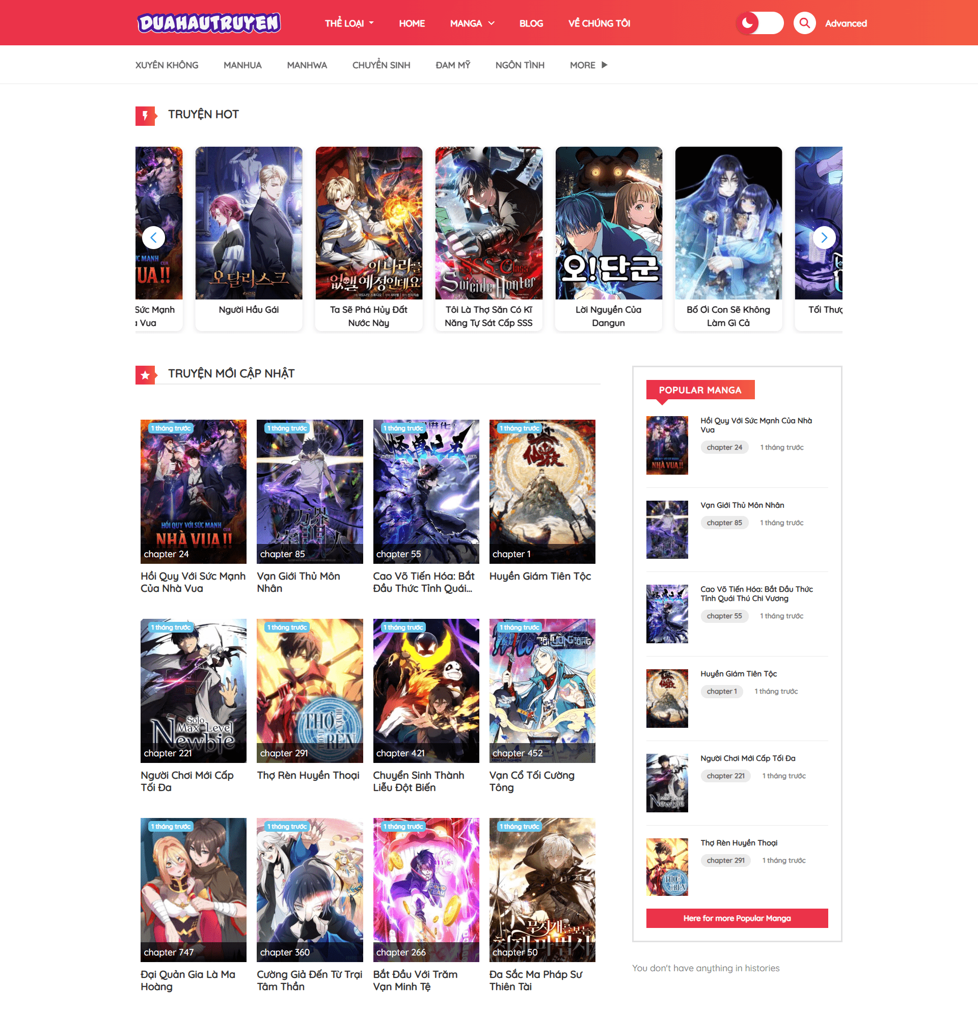 Theme wordpress website truyện tranh truyện chữ | Website đọc truyện online
