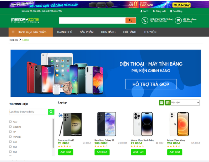 Đồ án + Báo Cáo website shop bán điện thoại bằng PHP & MYSQL đầy đủ chức năng quản trị và người dùng (kèm báo cáo WORD 60 trang đủ 7 loại UML)