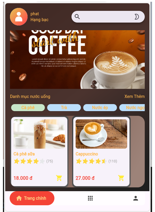Coffee App - App có thể tùy chỉnh bán tùy loại mặt hàng mà bạn muốn
