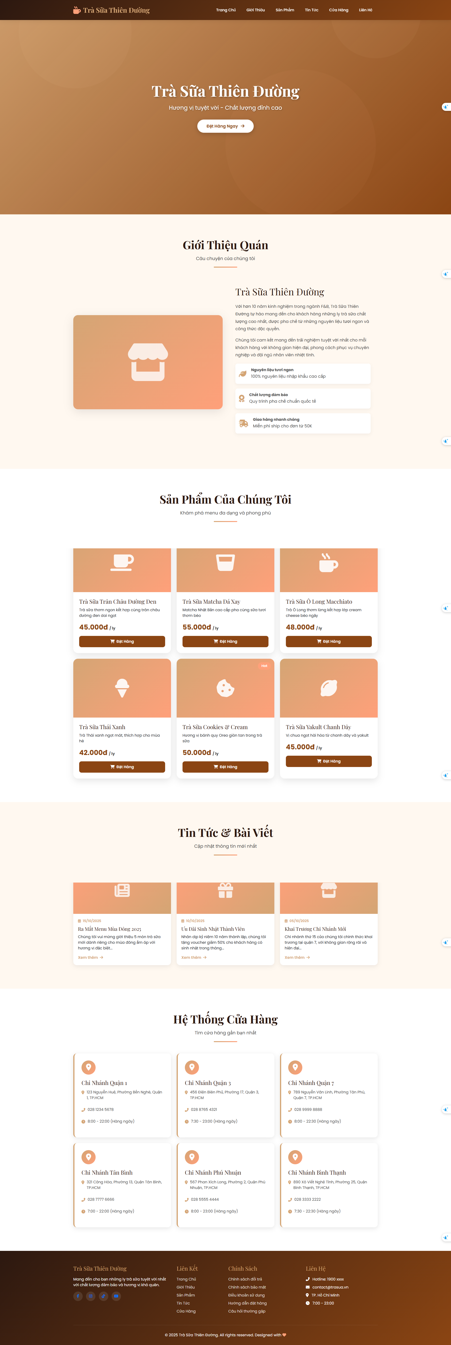 Chia sẻ bộ 4 theme website bán trà sữa giao diện đẹp