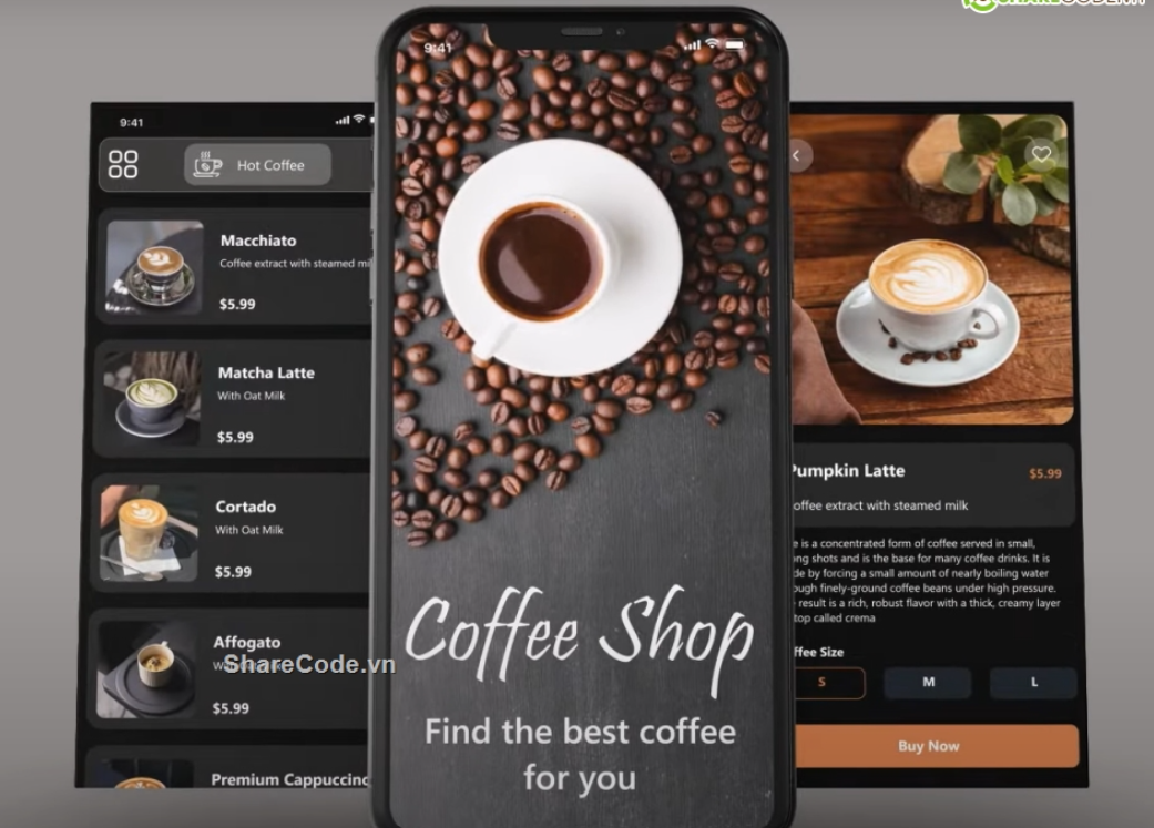 Đồ án Android - Shop Caffe - Giao diện hiện đại, đẹp mắt - Android Studio with Firebase Kotlin- android studio Koala