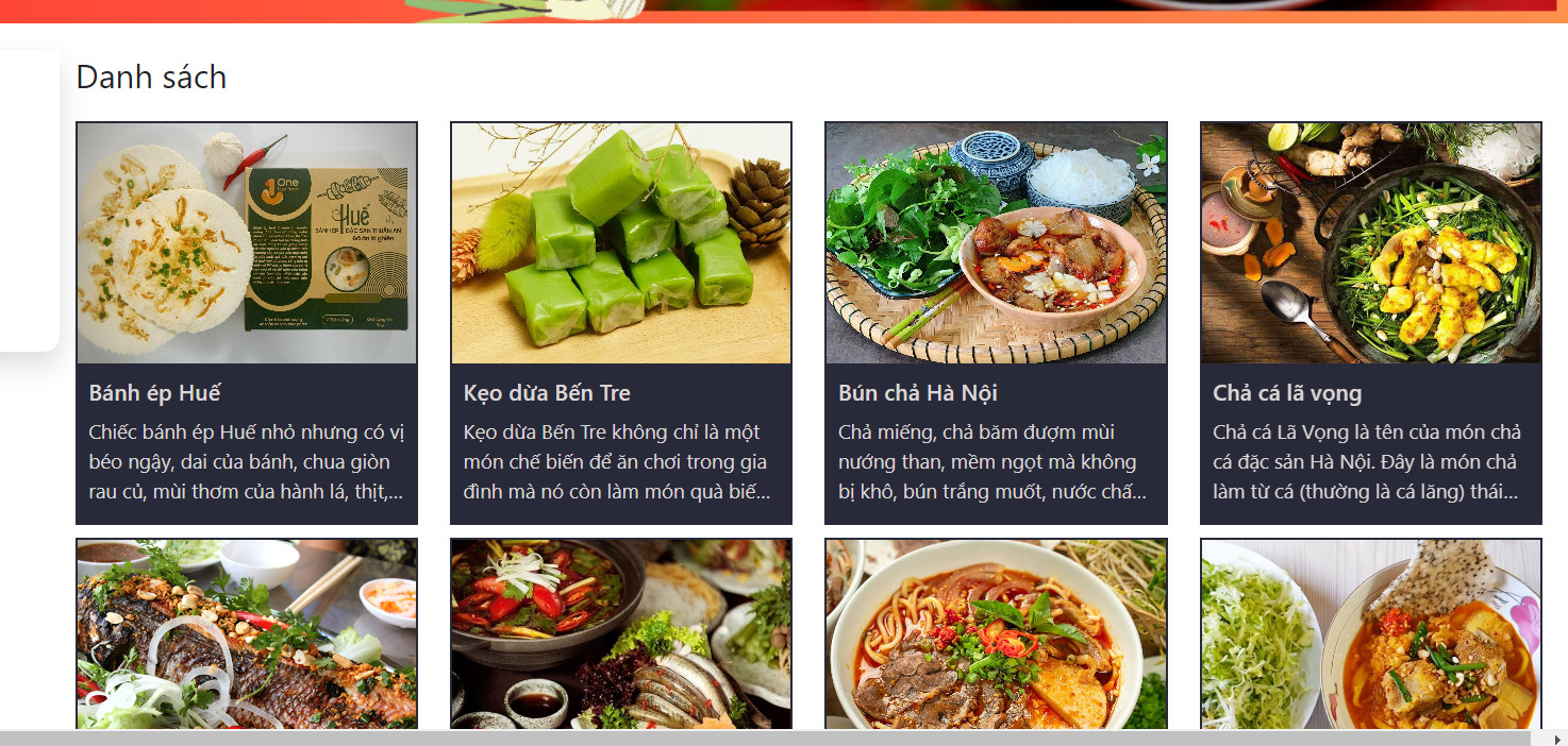 website giới thiếu món ăn và danh lam thắng cảnh Việt Nam