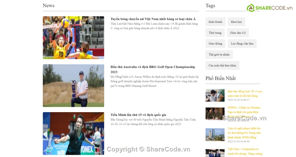 Chia sẻ Source code Web Tin Tức với giao diện đẹp, responsive trên mọi thiết bị, tự động cập nhật tin tức bài viết mới từ trang web vnexpress