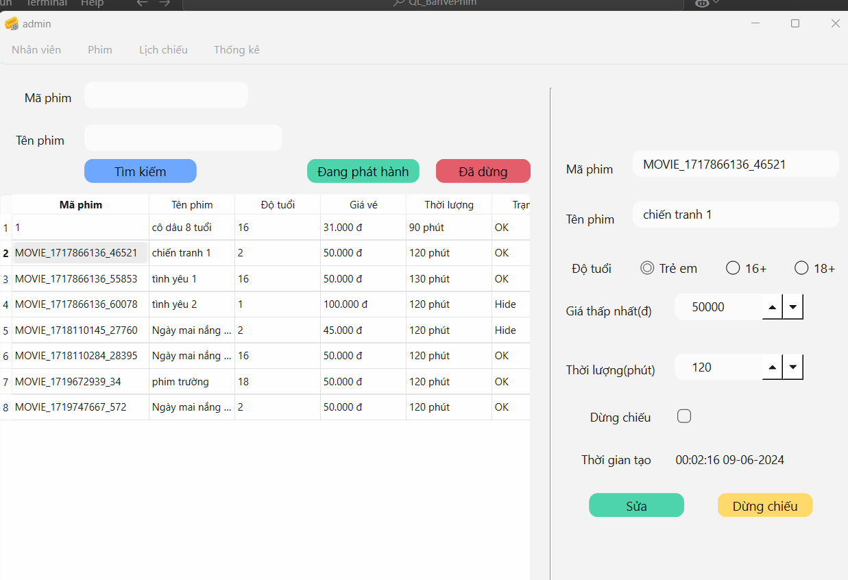 Source code Python-Ứng dụng quản lý bán vé phim - full báo cáo chi tiết
