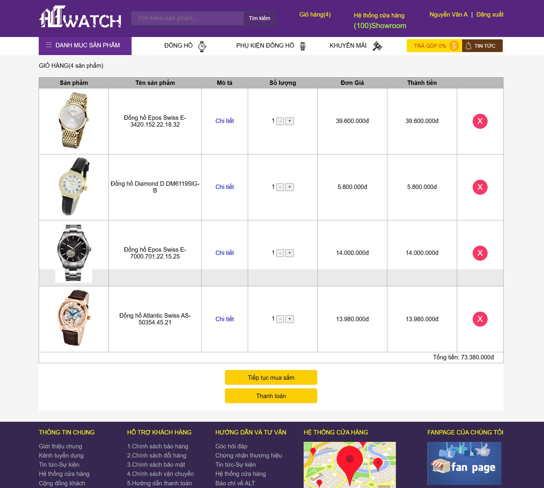 Source code website bán đồng hồ online - Asp.net, MSSQL