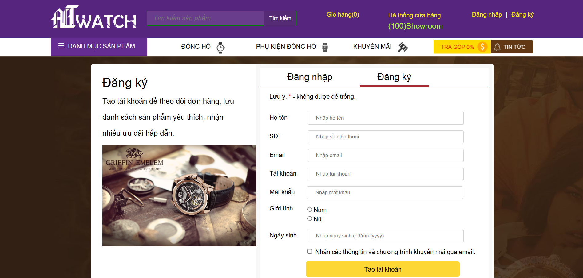 Source code website bán đồng hồ online - Asp.net, MSSQL