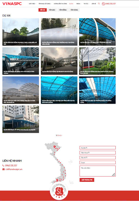 Fullcode Website mua bán Tấm nhựa Polycarbonate giống như VINASPC