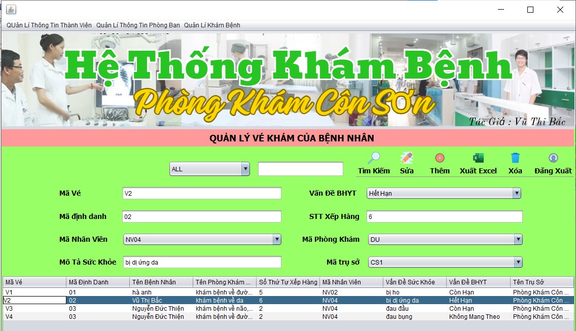 Full Code + Báo Cáo đồ án hệ thống quản lí khám bệnh đầy đủ chức năng quản trị , xuất file Excel hóa đơn kết quả khám bệnh vé khám - JavaSwing