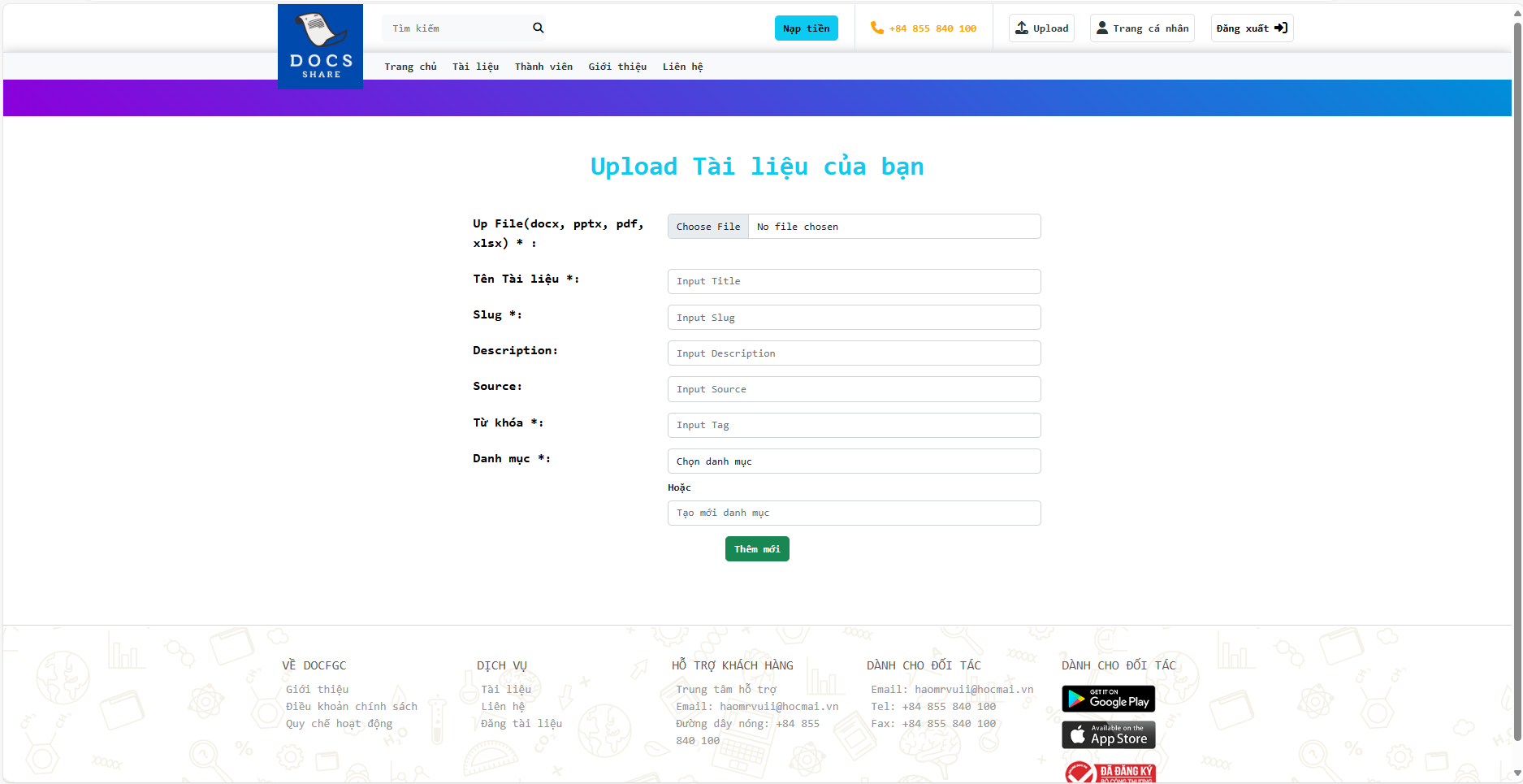 Source code Website chia sẻ tài liệu trực tuyến