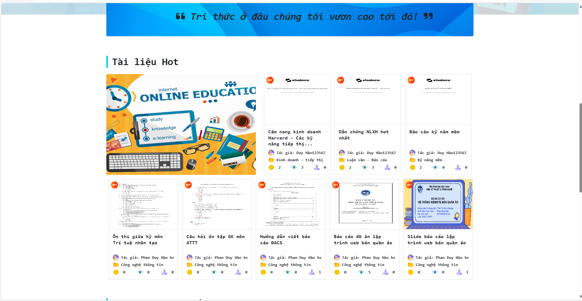 Source code Website chia sẻ tài liệu trực tuyến