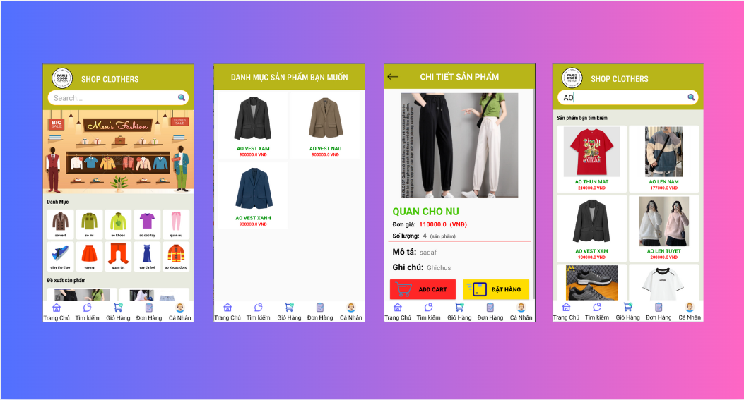(ANDROID JAVA + SQLITE + BÁO CÁO WORD) App bán hàng android thời trang có đầy đủ chức năng quản trị và đặt hàng