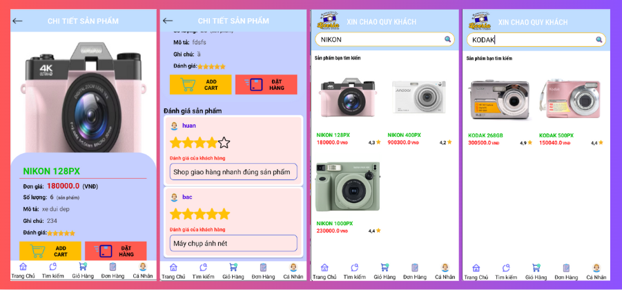 (ANDROID JAVA + SQLITE + BÁO CÁO WORD) App bán máy ảnh camera android có quản trị và người dùng, đánh giá sản phẩm sau khi mua, đặt hàng, tiến trình thực hiện đơn hàng, các chức năng thêm, sửa, xóa