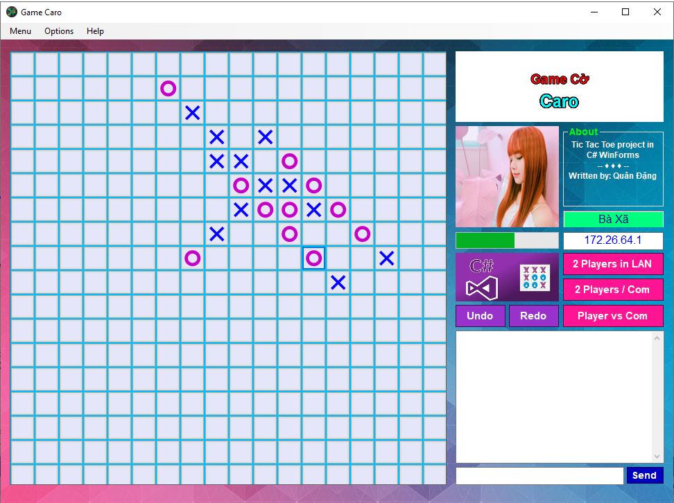 Source code game Tic Tac Toe bằng C# chơi (1vs1 qua mạng lan, 1 vs máy)