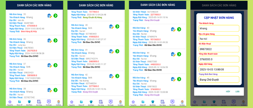 (ANDROID JAVA + SQLITE + BÁO CÁO WORD) App bán điện thoại android java có quản trị và người dùng, đánh giá sản phẩm sau khi mua, đặt hàng, tiến trình thực hiện đơn hàng, các chức năng thêm, sửa, xóa