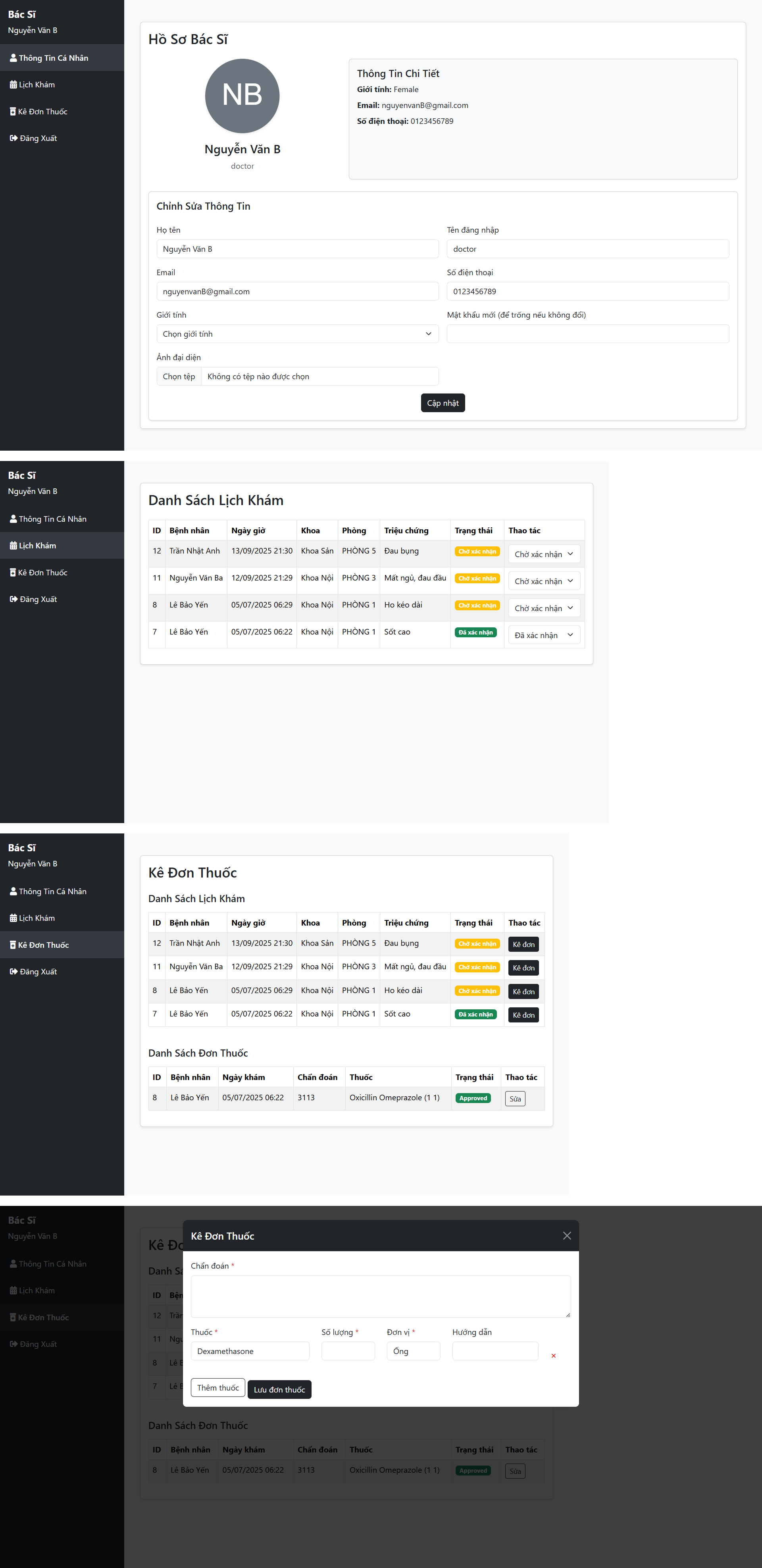 Full code website bệnh viện phòng khám đặt lịch khám bệnh quản lý phòng khám bệnh nhân bệnh viện bác sĩ kê đơn thuốc PHP MYSQL