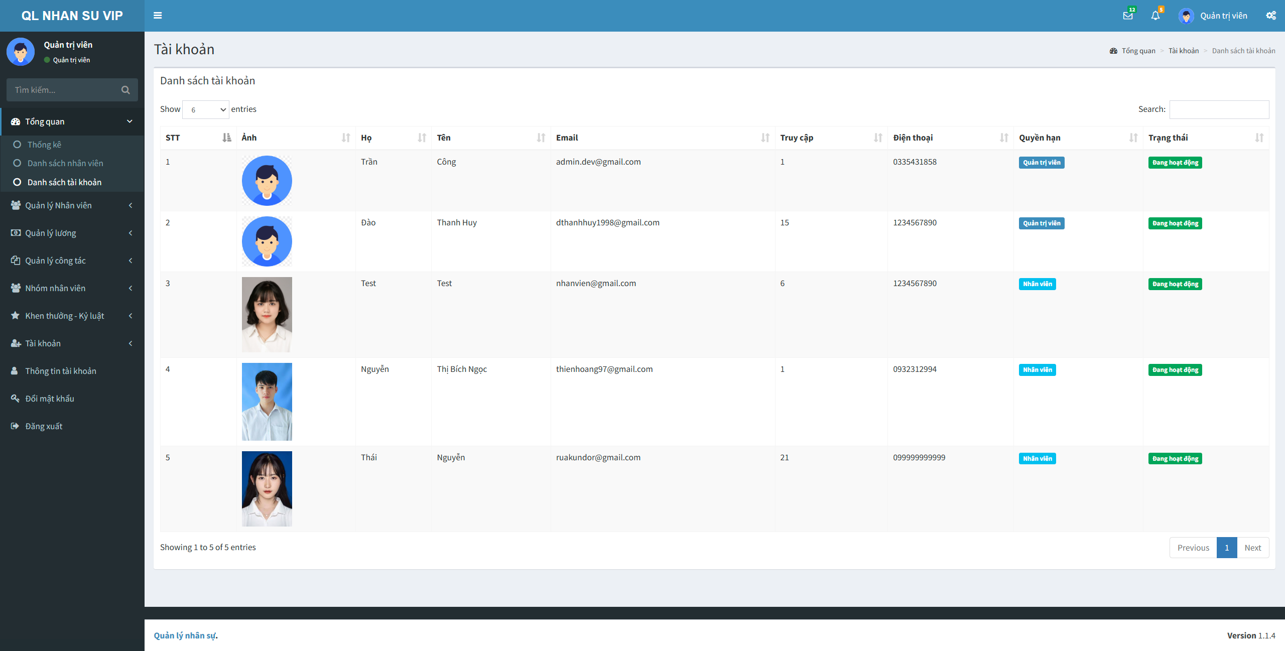 Chia sẻ source code đồ án website quản lý nhân sự PHP - MYSQL