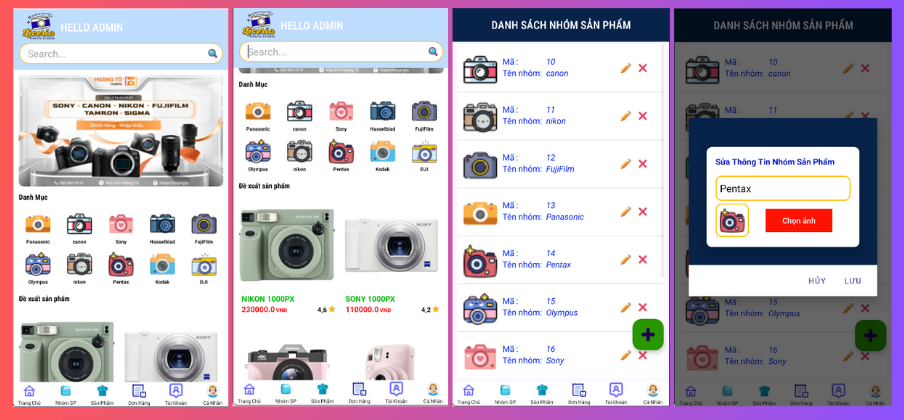 (ANDROID JAVA + SQLITE + BÁO CÁO WORD) App bán máy ảnh camera android có quản trị và người dùng, đánh giá sản phẩm sau khi mua, đặt hàng, tiến trình thực hiện đơn hàng, các chức năng thêm, sửa, xóa