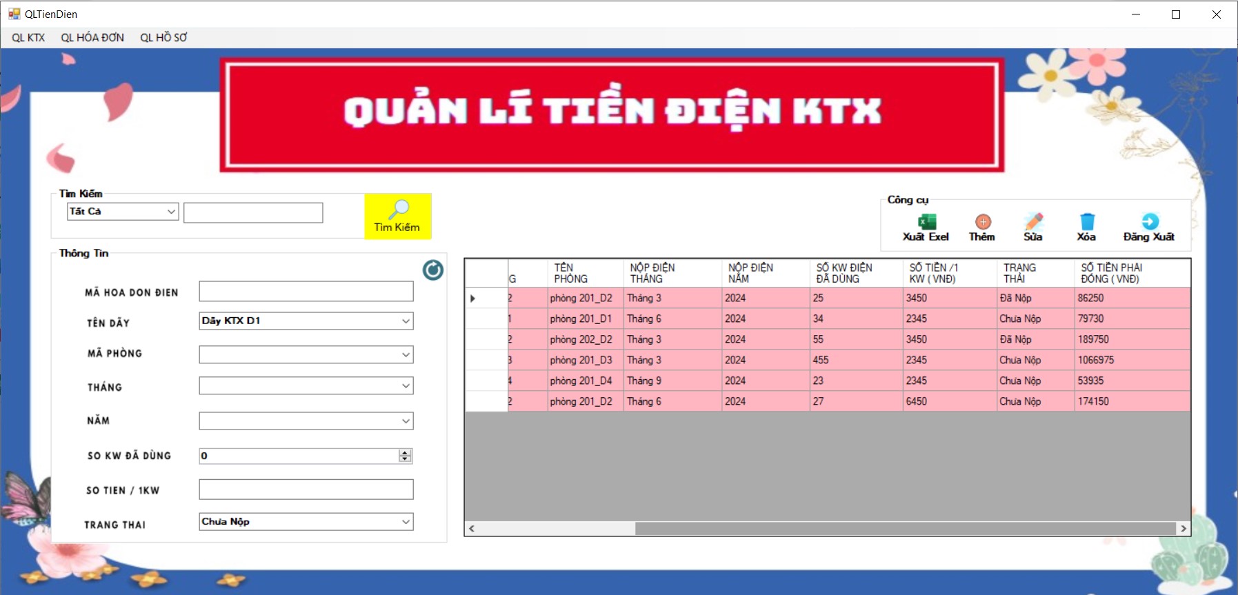 ĐỒ ÁN + BÁO CÁO Phần Mềm Quản Lí Kí Túc Xá Trường Học Bằng WINFROM C# SQLSERVER đầy đủ các chức năng quản trị + báo cáo