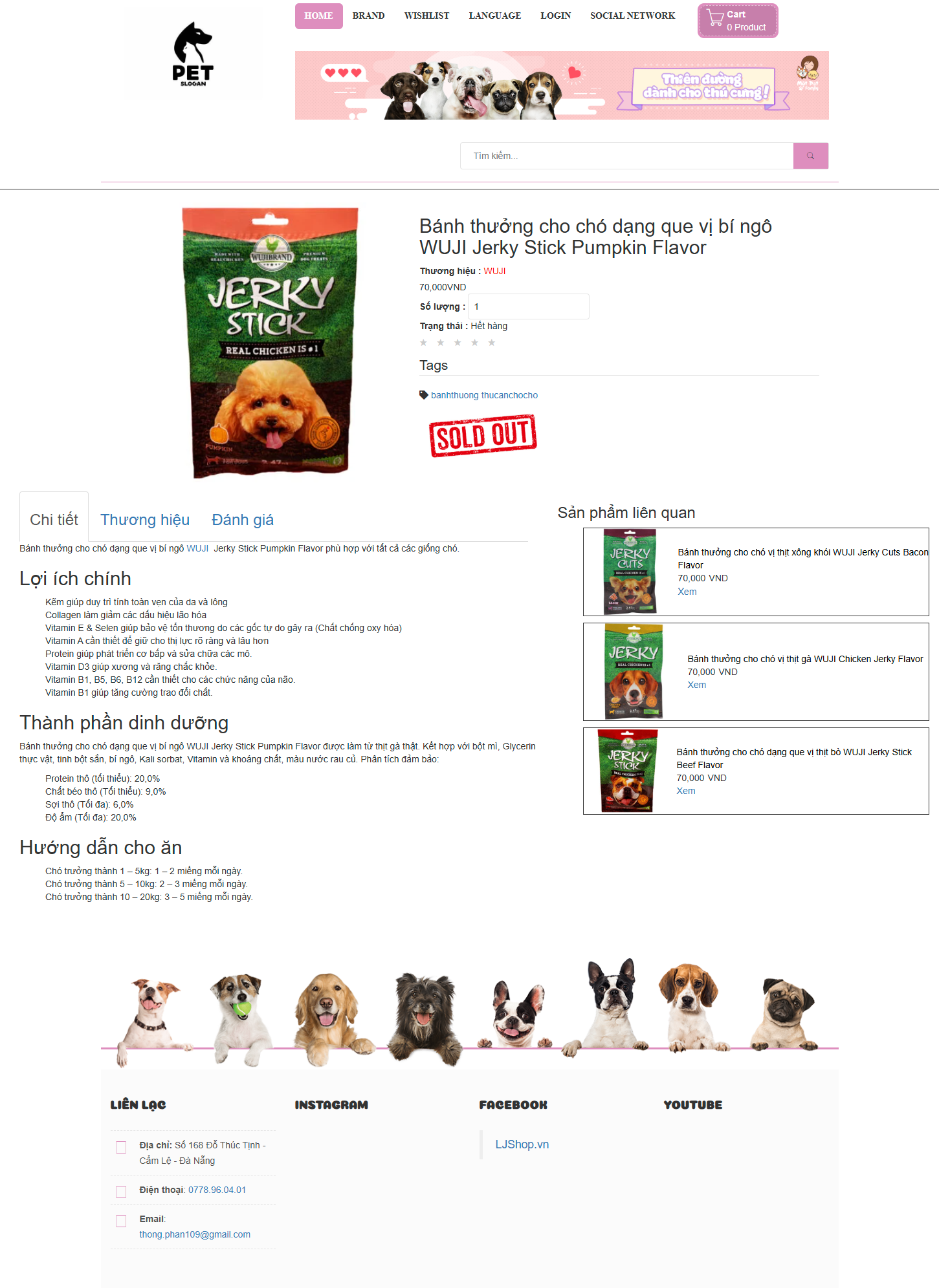 Full code Web bán hàng thức ăn phụ kiện thú cưng chuẩn seo + Báo cáo