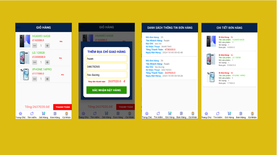 (ANDROID JAVA + SQLITE) App bán hàng android có đầy đủ chức năng quản trị và đặt hàng, xem giỏ hàng thanh toán, xem chi tiết đơn hàng, thêm , sửa, xóa, tìm kiếm.