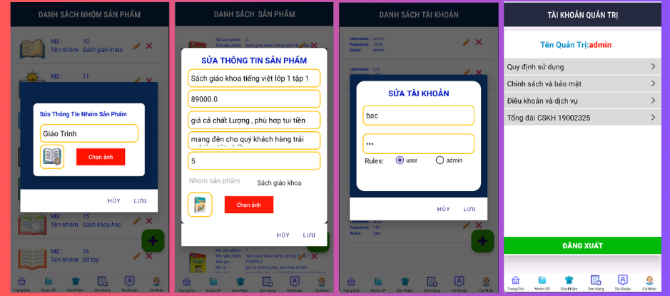(ANDROID JAVA + SQLITE + BÁO CÁO WORD) App bán sách android java có quản trị và người dùng, đánh giá sản phẩm sau khi mua, đặt hàng, tiến trình thực hiện đơn hàng, các chức năng thêm, sửa, xóa