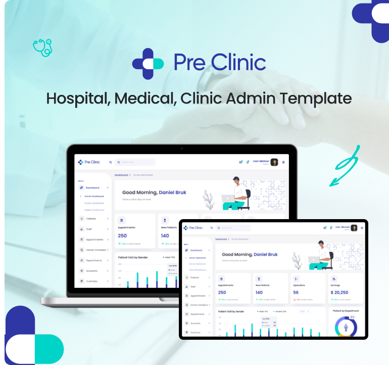 Preclinic - Mẫu giao diện cho admin