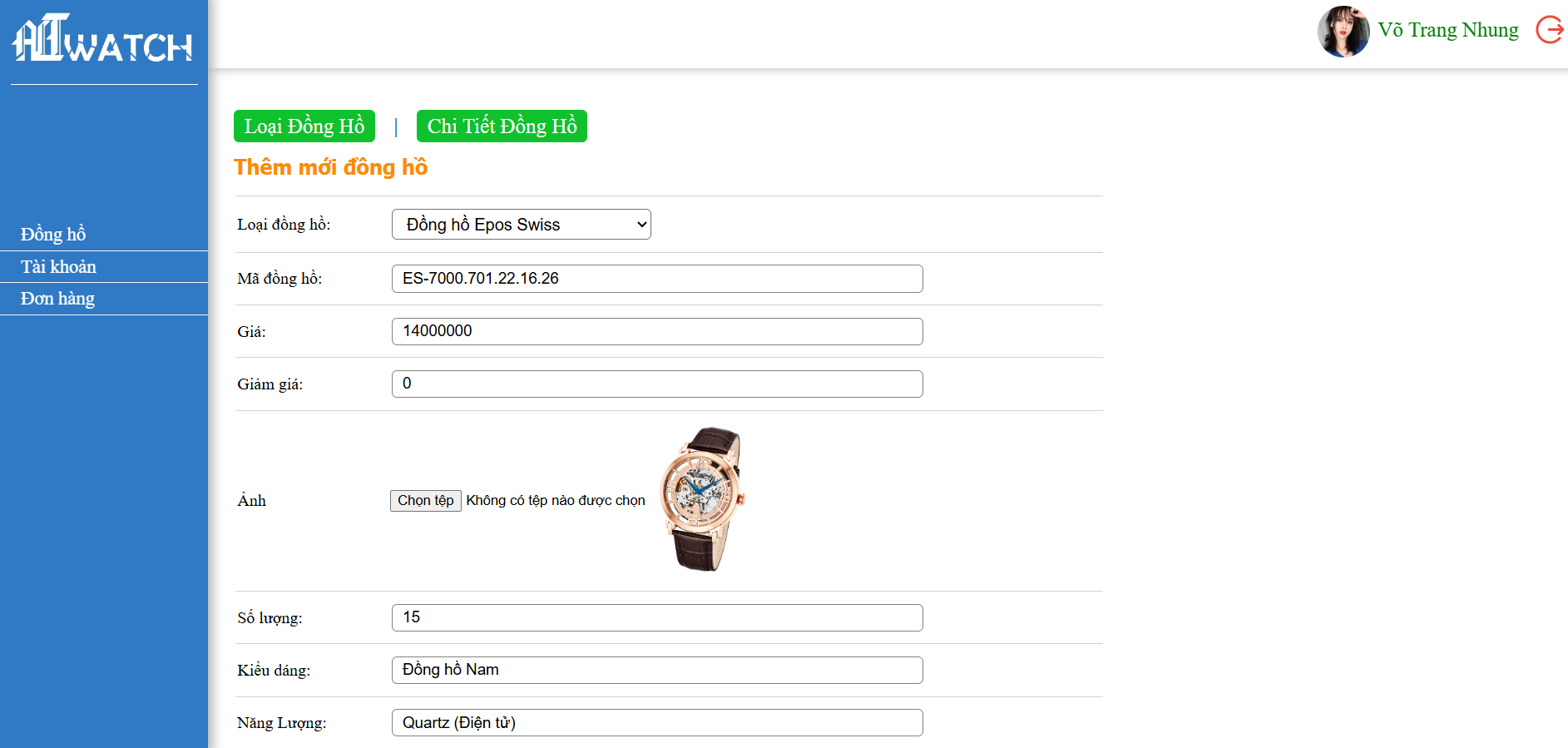 Source code website bán đồng hồ online - Asp.net, MSSQL