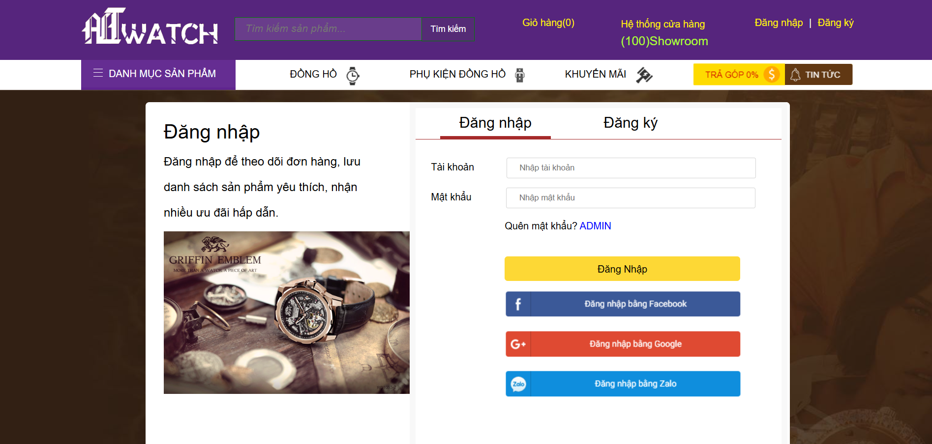 Source code website bán đồng hồ online - Asp.net, MSSQL