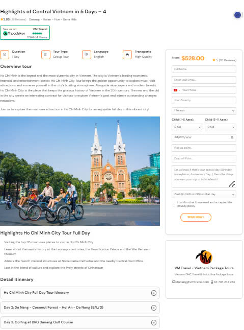 Fullcode website wordpress du lịch cực đẹp giống vmtravel đến 99%