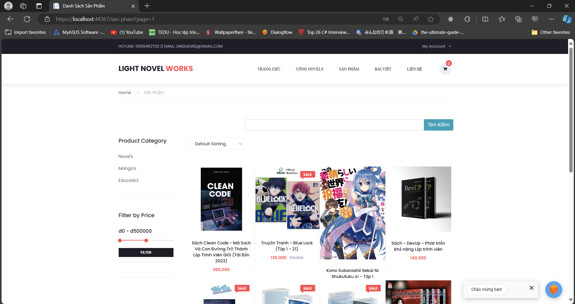 Full source code Website Bán Sách và Đọc Truyện Tranh (Light Novel Work)