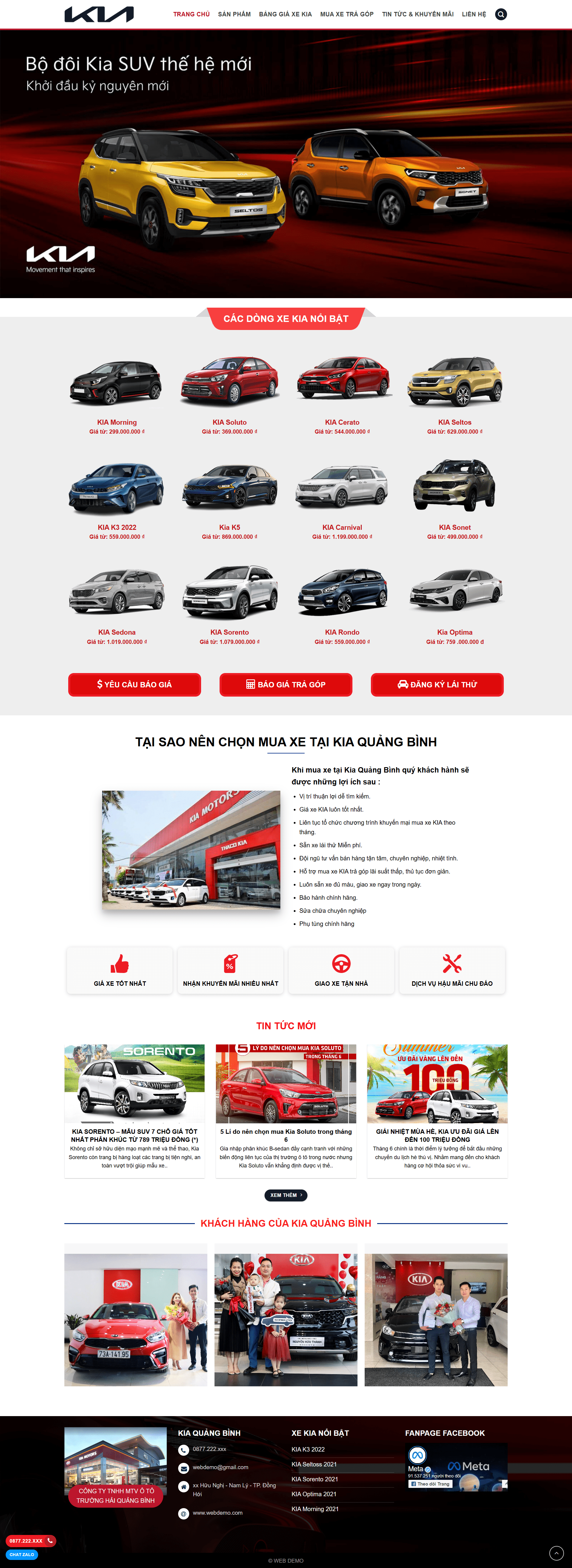 Giao diện website wordpress bán xe ô tô giới thiệu dịch vụ bán xe ô tô