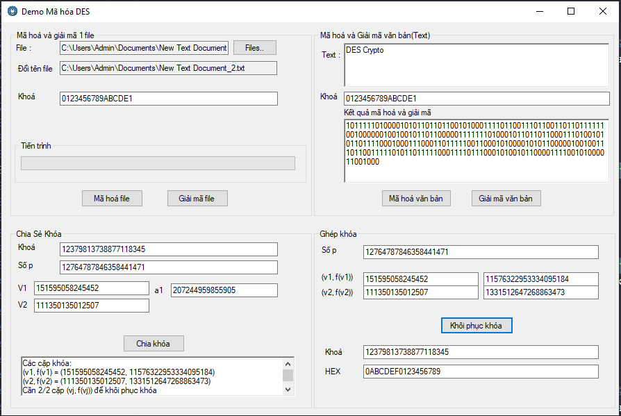 Ứng dụng thật toán DES và lược đồ chia sẻ bí mật vào thi tuyển sinh c# wpf + báo cáo