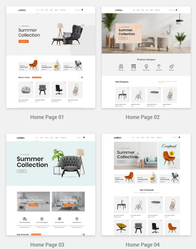 Html template website bán nội thất đồ gia dụng bán hàng bàn ghế nội thất Urdan