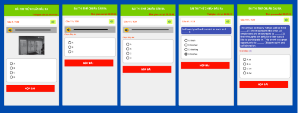 (ANDROID JAVA + SQLITE + BÁO CÁO 80 trang ) App ôn và thi thử TOIEC tiếng anh “APP ÔN VÀ LUYỆN THI TOIEC 3 KĨ NĂNG: NGHE, ĐỌC, NÓI” BÀI THI 120 CÂU, CHECK PHÁT ÂM NGƯỜI DÙNG CHẤM ĐIỂm NÓI