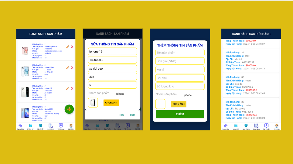 (ANDROID JAVA + SQLITE) App bán hàng android có đầy đủ chức năng quản trị và đặt hàng, xem giỏ hàng thanh toán, xem chi tiết đơn hàng, thêm , sửa, xóa, tìm kiếm.