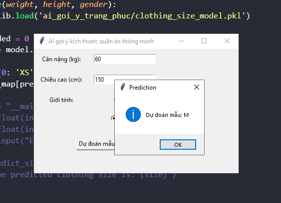 Source code AI Ứng dụng trí tuệ nhân tạo trong dự đoán kích thước quần áo phù hợp bằng python