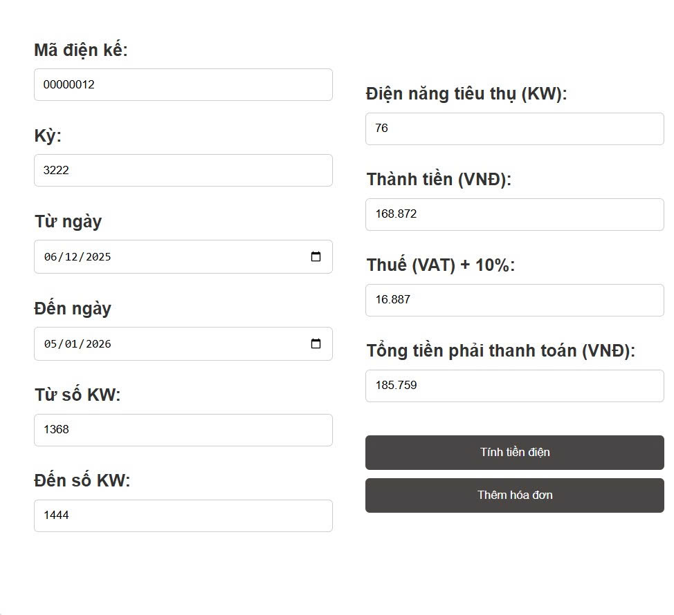 Source code website quản lý hóa đơn tiền điện | Đầy đủ báo cáo