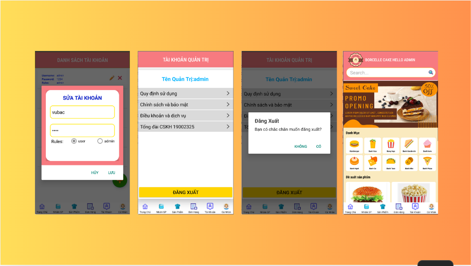 (ANDROID JAVA + SQLITE + BÁO CÁO WORD) App bán hàng android đặt bánh có đầy đủ chức năng quản trị và đặt hàng