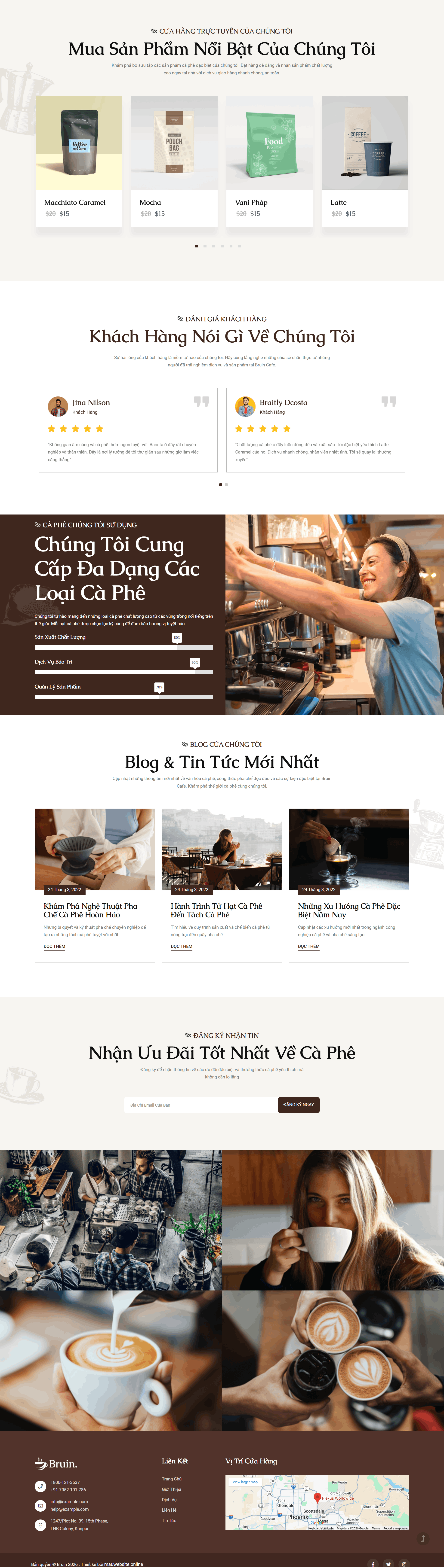 Website Coffee Shop phù hợp cho các quán cà phê tiệm trà sữa mô hình kiosk