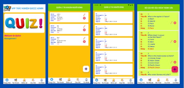 (ANDROID JAVA + SQLITE ) App thi trắc nghiệm Quizz Android có đầy đủ chức năng tính điểm số check đáp án đúng